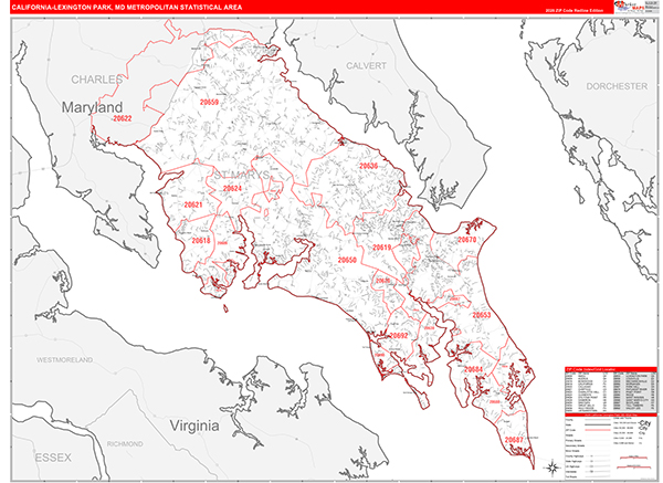 California-Lexington Park Metro Area Wall Map